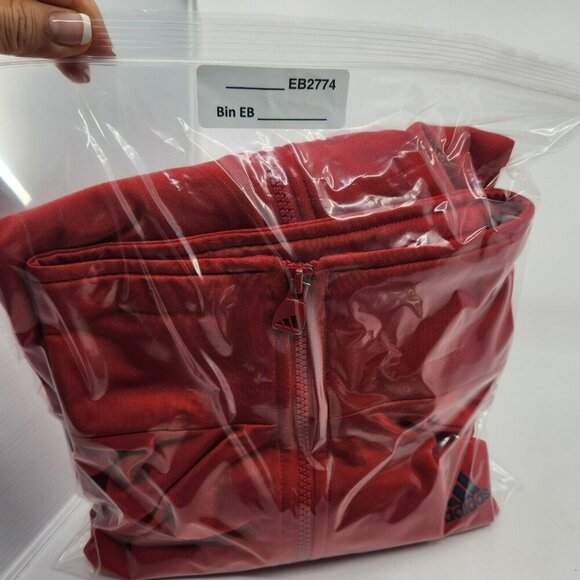 Adidas 3 Stripes Trefoil Warmup Jacket XL Red Navy Full Zip Retro Y2K Vintage - Picture 13 of 14